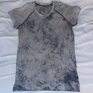 Lululemon Swiftly Tech Short Sleeve, white blue/grey marble, size 10